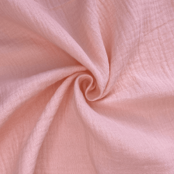 Ткань Муслин Жатый, цвет Нежно-Розовый (на отрез)  в Омске